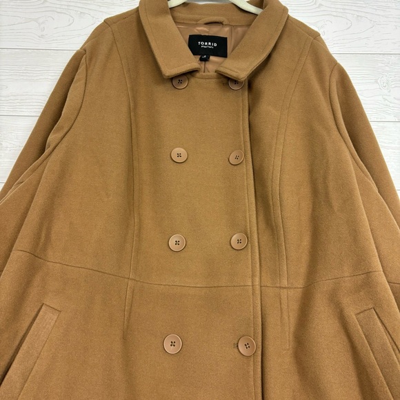Torrid Softest Coat Double Breasted Peacoat Camel Color Size 6X NWOT - Picture 15 of 16
